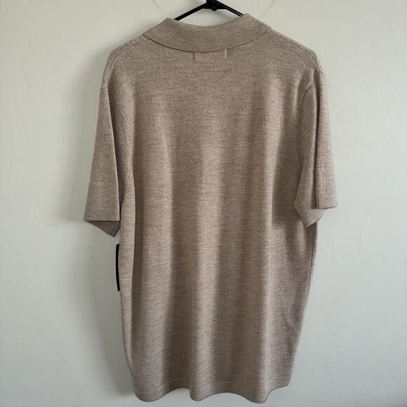 NWT Christian Lacroix Wool Knit Short Sleeve Button Up Brown Polo Shirt Men’s XL - Picture 4 of 8